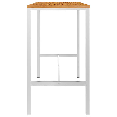 vidaXL Bar Table 160x60x105 cm Solid Acacia Wood and Stainless Steel