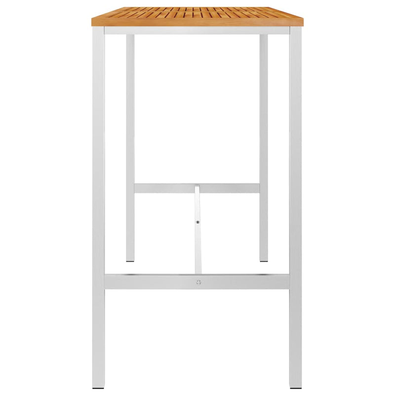 vidaXL Bar Table 160x60x105 cm Solid Acacia Wood and Stainless Steel