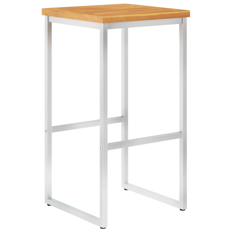 vidaXL Bar Stools 2 pcs Solid Acacia Wood and Stainless Steel