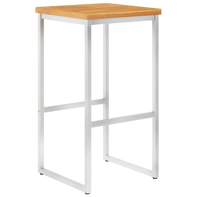 vidaXL Bar Stools 4 pcs Solid Acacia Wood and Stainless Steel