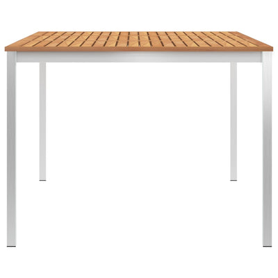 vidaXL Garden Dining Table 150x150x75 cm Solid Teak Wood and Stainless Steel