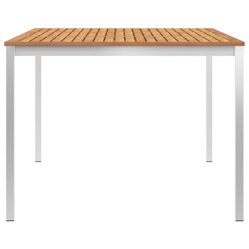 vidaXL Garden Dining Table 150x150x75 cm Solid Teak Wood and Stainless Steel