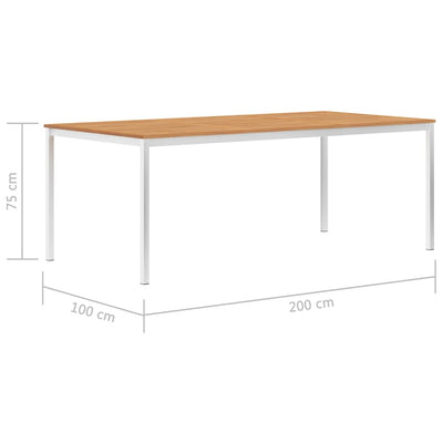 vidaXL Garden Dining Table 150x150x75 cm Solid Teak Wood and Stainless Steel