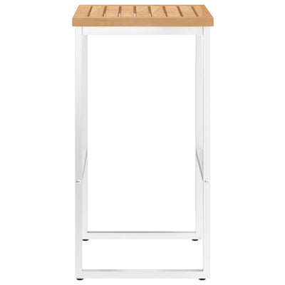 vidaXL Bar Stools 2 pcs Solid Teak Wood and Stainless Steel