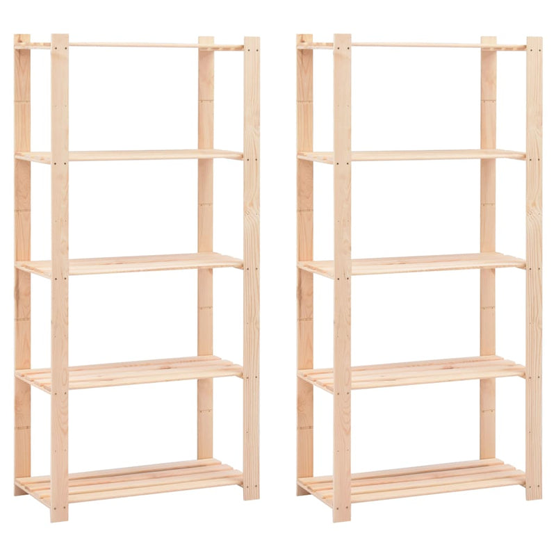vidaXL 5-Tier Storage Racks 2 pcs 80x38x170 cm Solid Wood Pine 250 kg