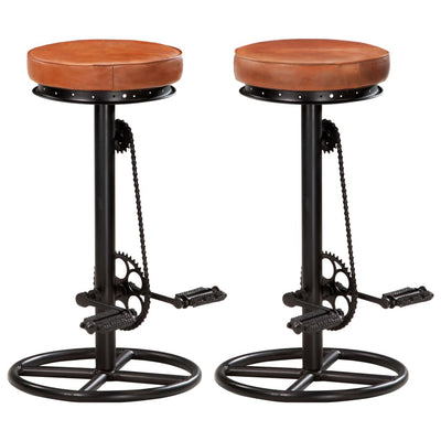 vidaXL Bar Stools 2 pcs Black Real Goat Leather