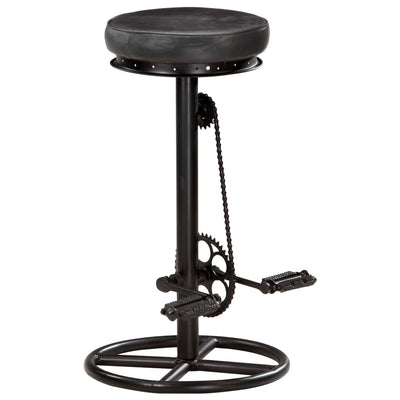 vidaXL Bar Stools 2 pcs Black Real Goat Leather