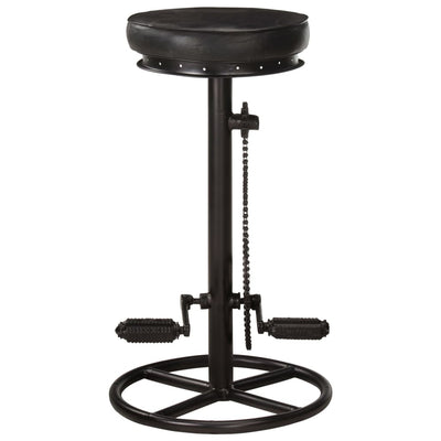 vidaXL Bar Stools 2 pcs Black Real Goat Leather