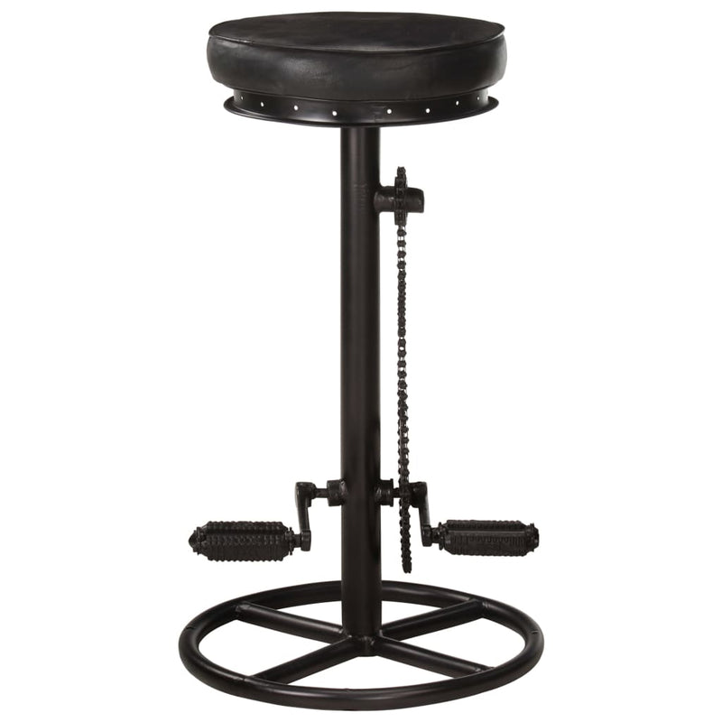 vidaXL Bar Stools 2 pcs Black Real Goat Leather
