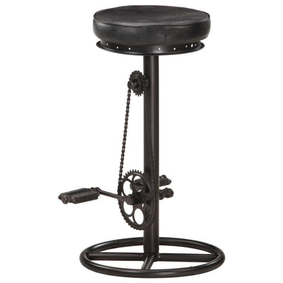 vidaXL Bar Stools 2 pcs Black Real Goat Leather