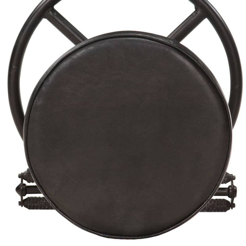 vidaXL Bar Stools 2 pcs Black Real Goat Leather