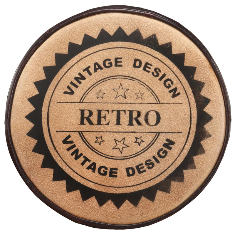 vidaXL Bar Stools with Canvas Print 2 pcs Black and Brown Real Leather