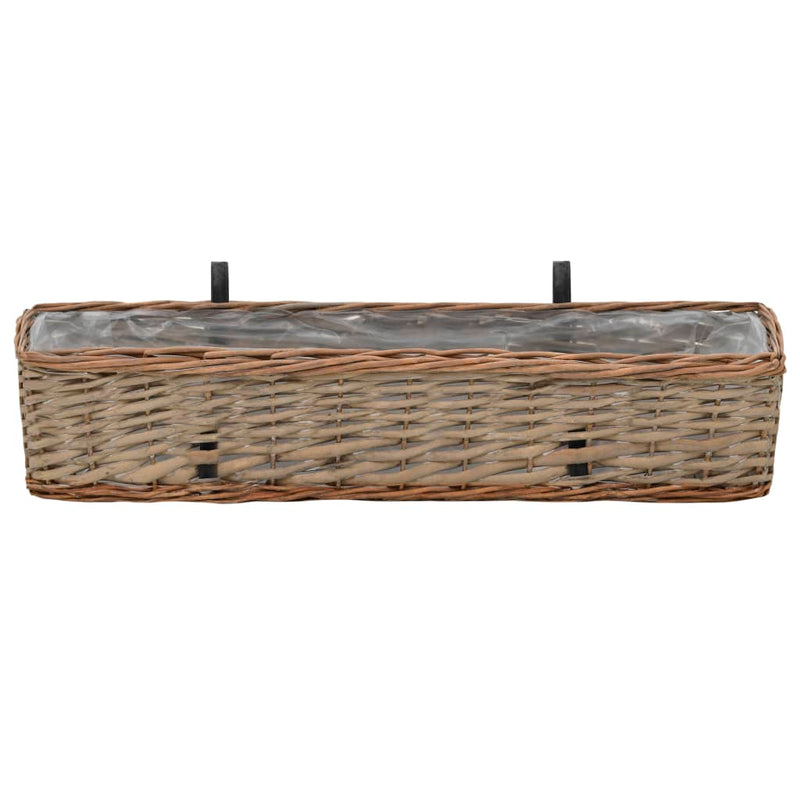 vidaXL Balcony Planter 2 pcs Wicker with PE Lining 80 cm