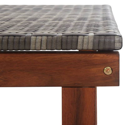 vidaXL Sun Lounger Poly Rattan and Solid Acacia Wood Black