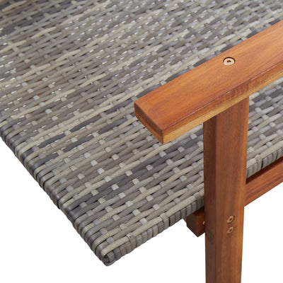 vidaXL Sun Lounger Poly Rattan and Solid Acacia Wood Black