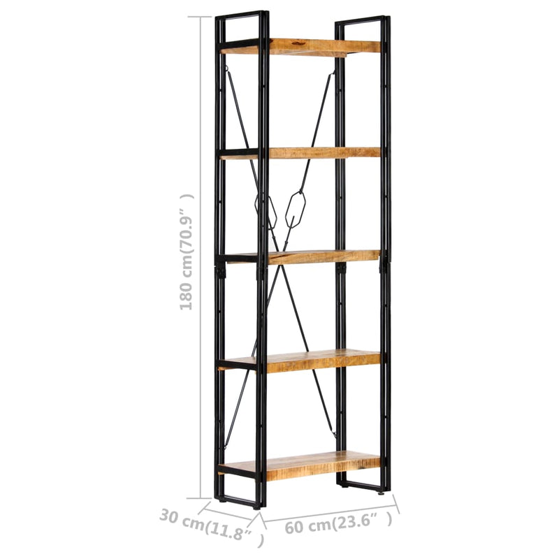 vidaXL 5-Tier Bookcase 140x30x180 cm Solid Mango Wood