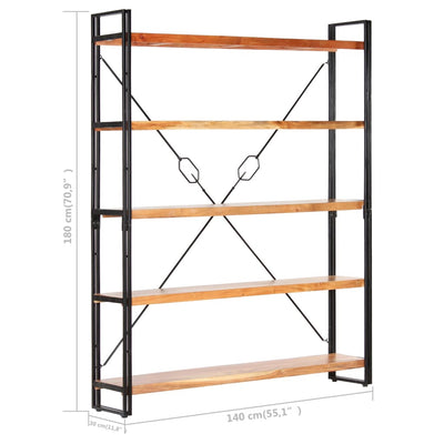 vidaXL 5-Tier Bookcase 60x30x180 cm Solid Acacia Wood