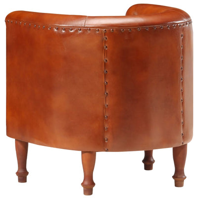 vidaXL Tub Chair Brown Real Leather