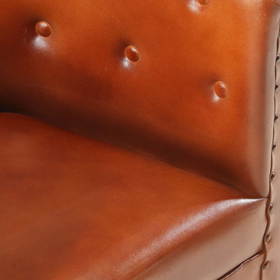 vidaXL Tub Chair Brown Real Leather