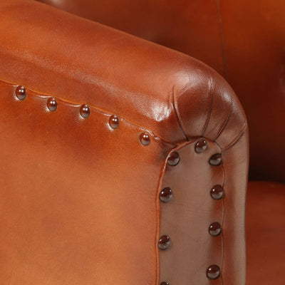 vidaXL Tub Chair Brown Real Leather