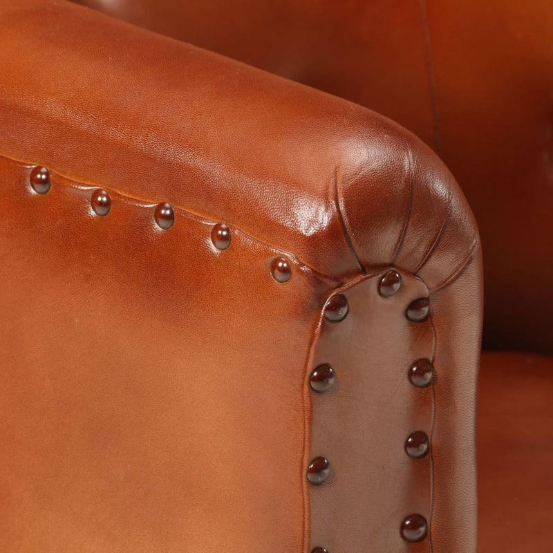 vidaXL Tub Chair Brown Real Leather