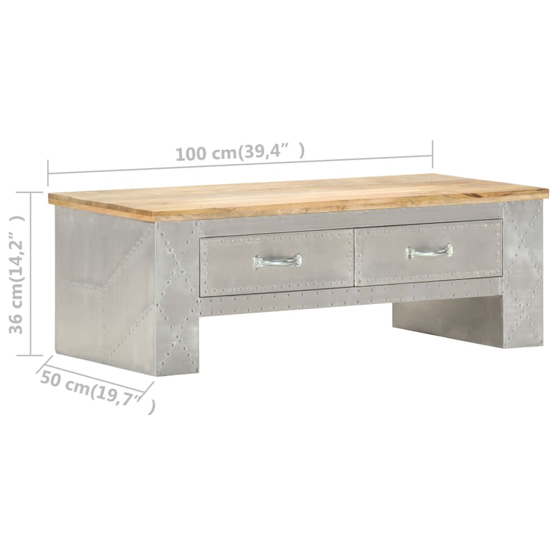 vidaXL Aviator Coffee Table 100x50x36 cm Solid Mango Wood