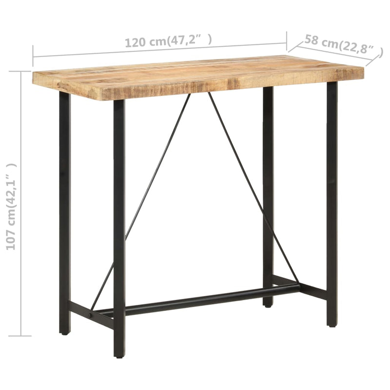vidaXL Bar table 180x70x107 cm Rough Mango Wood