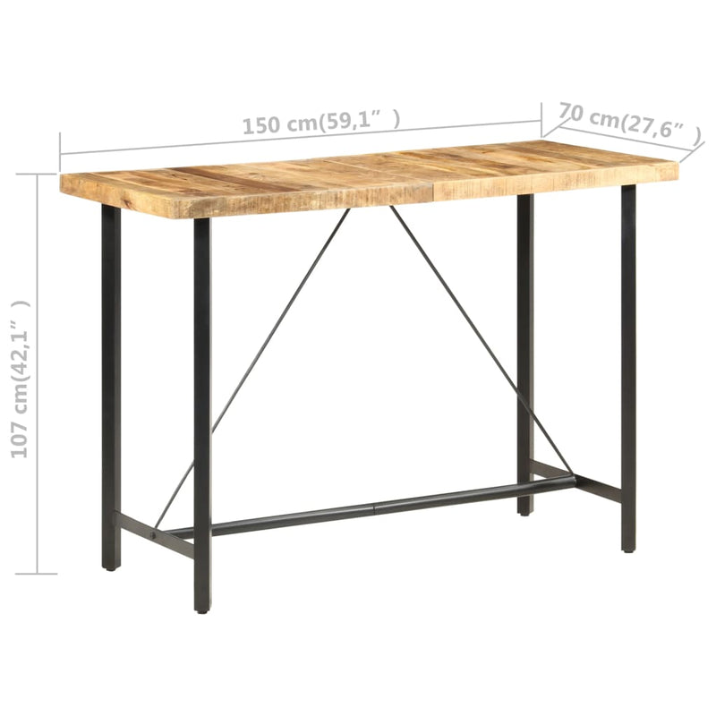 vidaXL Bar table 180x70x107 cm Rough Mango Wood