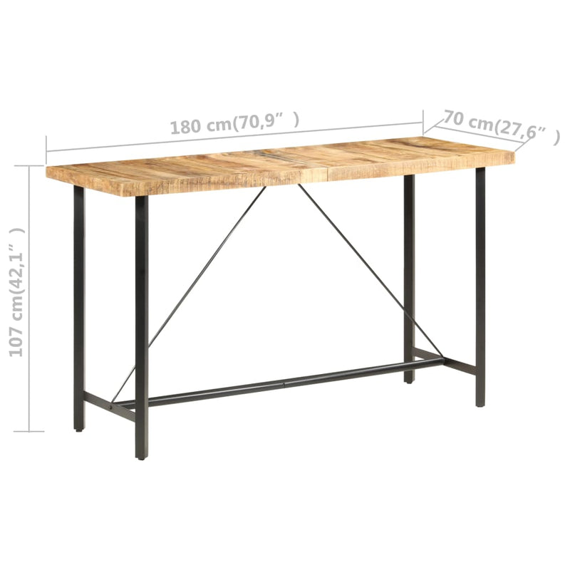 vidaXL Bar table 180x70x107 cm Rough Mango Wood