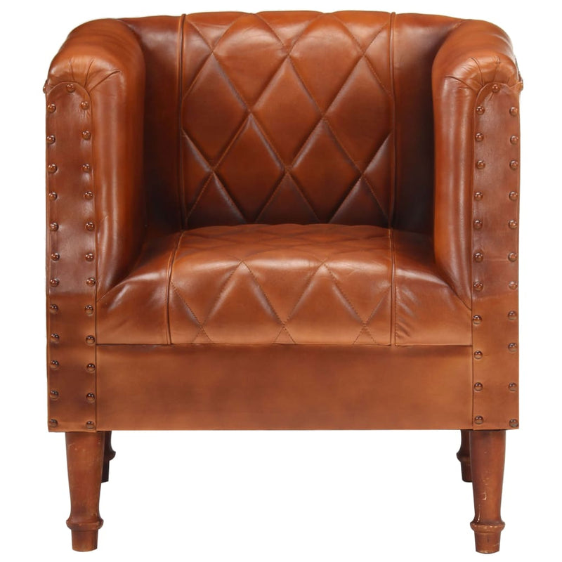 vidaXL Tub Chair Black Real Goat Leather
