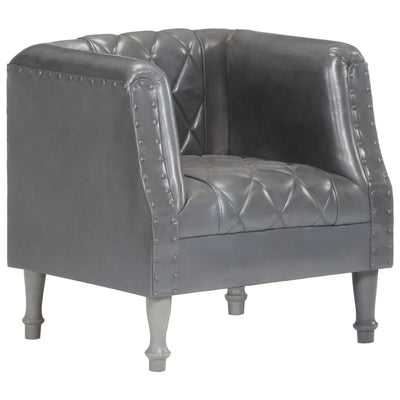 vidaXL Tub Chair Black Real Goat Leather