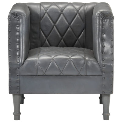 vidaXL Tub Chair Black Real Goat Leather