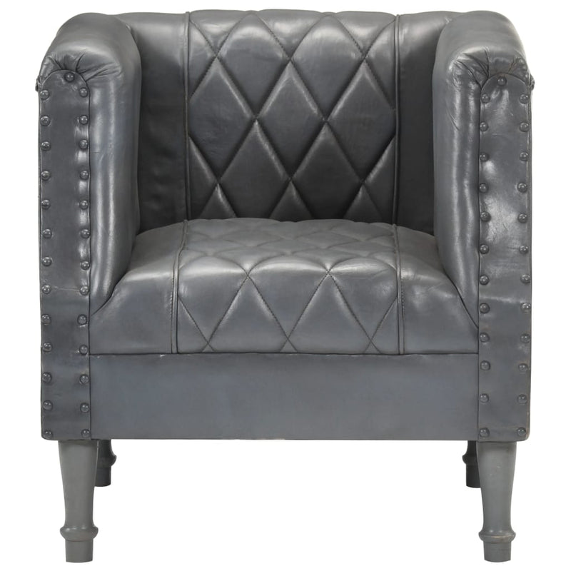 vidaXL Tub Chair Black Real Goat Leather