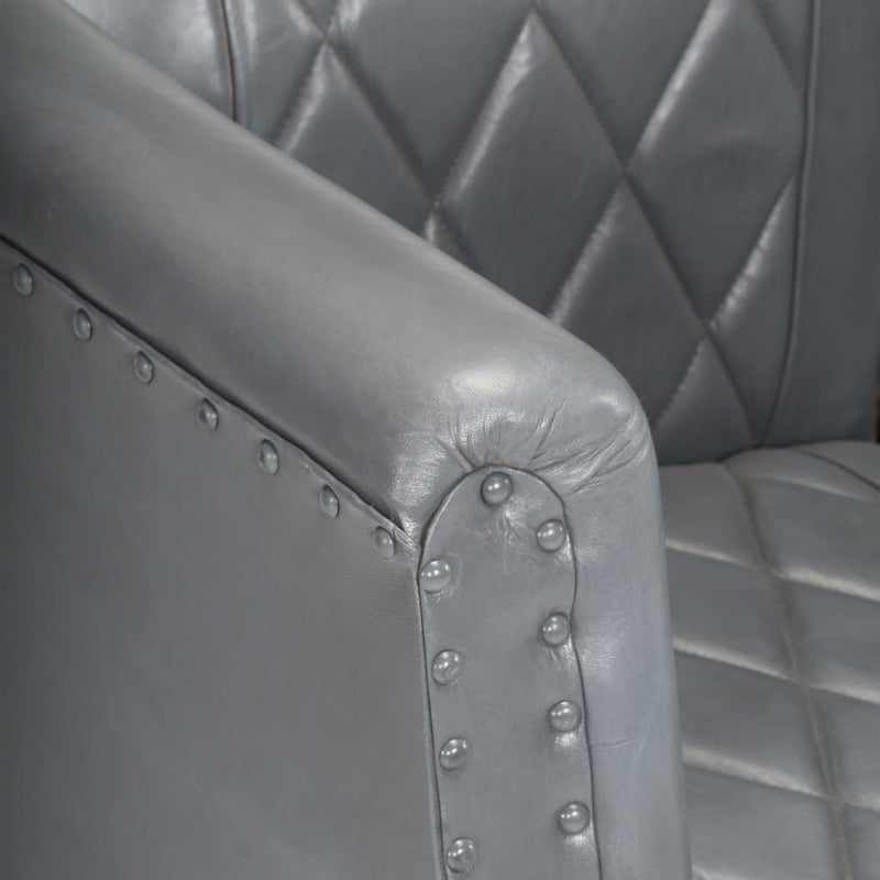 vidaXL Tub Chair Black Real Goat Leather