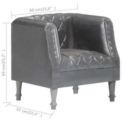 vidaXL Tub Chair Black Real Goat Leather