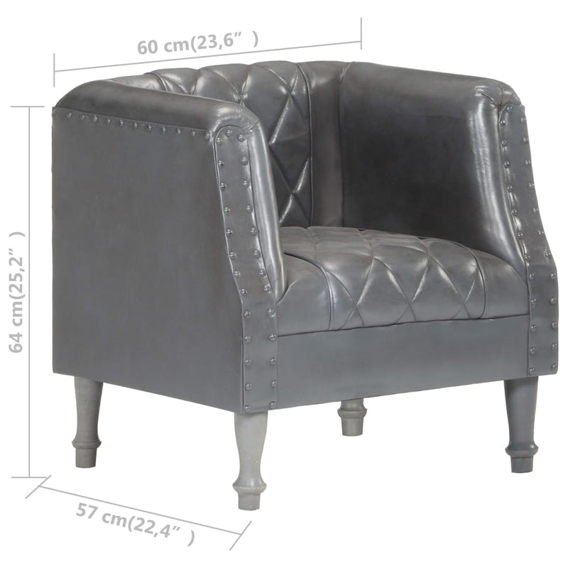 vidaXL Tub Chair Black Real Goat Leather