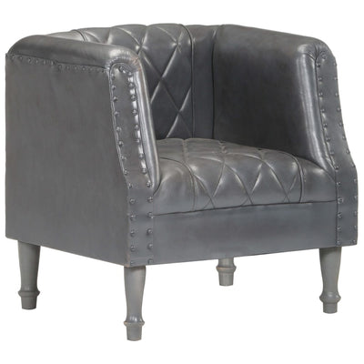 vidaXL Tub Chair Black Real Goat Leather