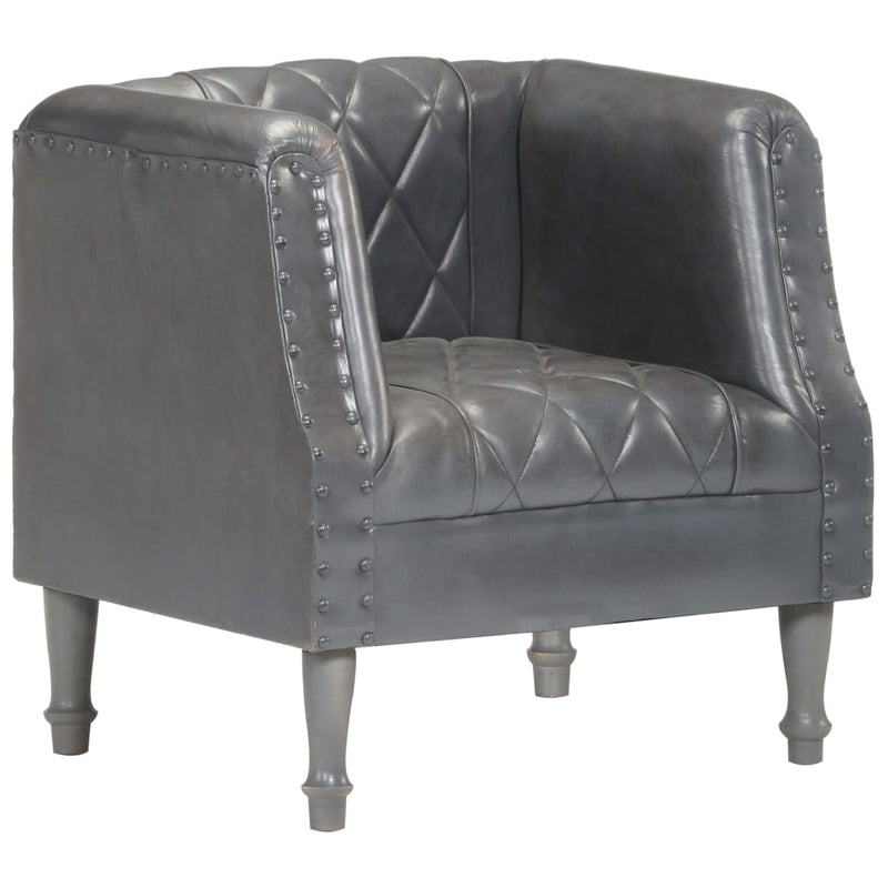 vidaXL Tub Chair Black Real Goat Leather