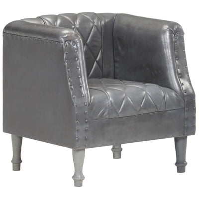 vidaXL Tub Chair Black Real Goat Leather