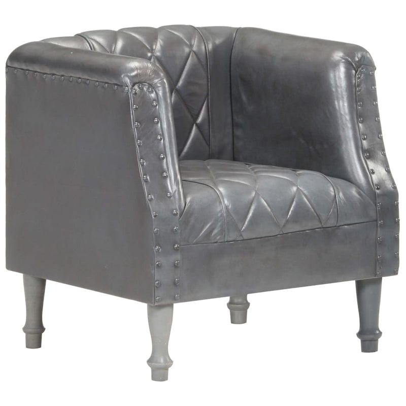 vidaXL Tub Chair Black Real Goat Leather
