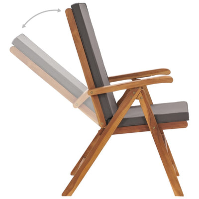 vidaXL Reclining Garden Chairs with Cushions 2 pcs Solid Teak Wood Cream