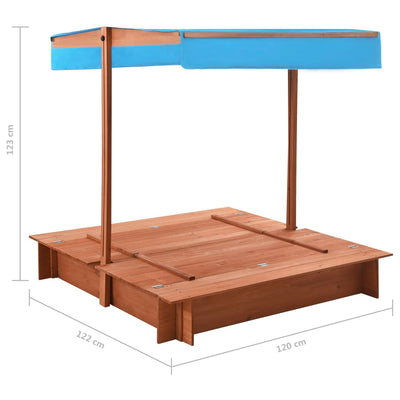 vidaXL Sandbox with Roof Firwood 122x120x123 cm