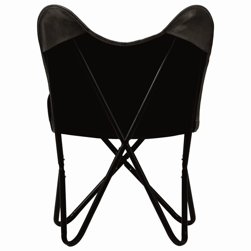 vidaXL Butterfly Chairs 2 pcs Black Kids Size Real Leather