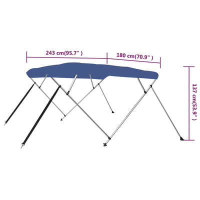 vidaXL 4 Bow Bimini Top Blue 243x180x137 cm