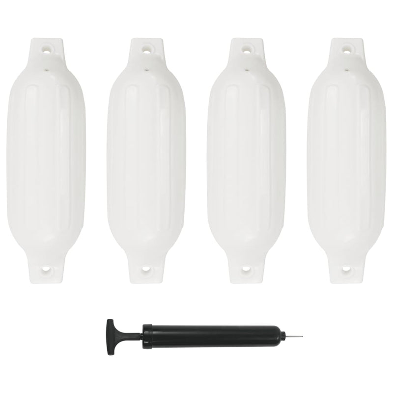 vidaXL Boat Fenders 4 pcs White 41x11.5 cm PVC