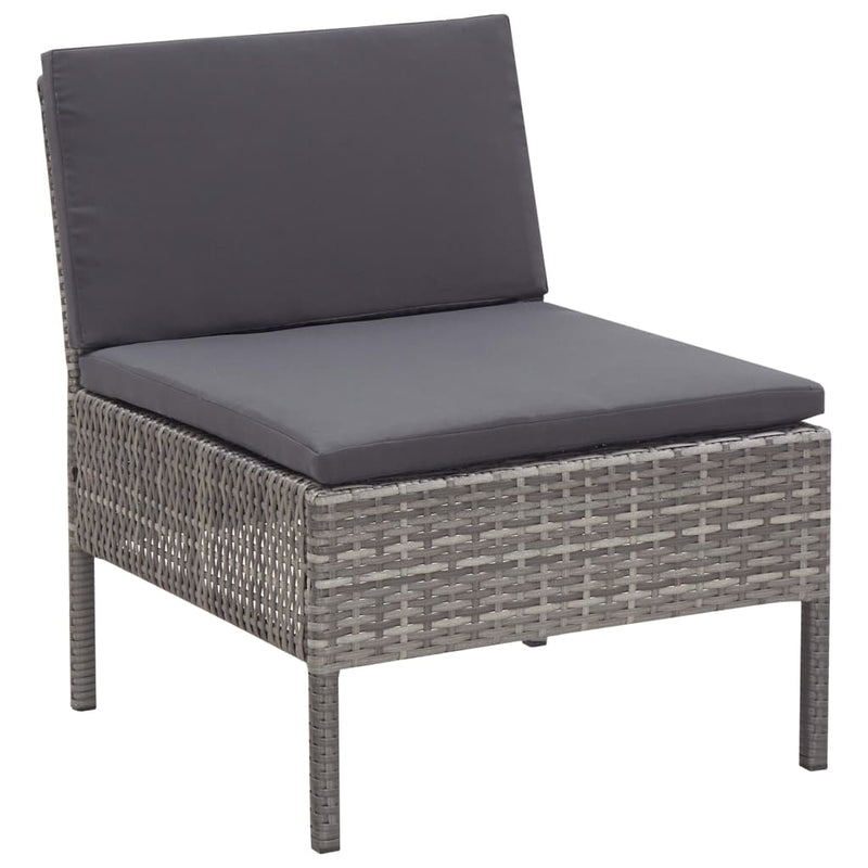 vidaXL 6 Piece Garden Lounge Set with Cushions Poly Rattan Grey