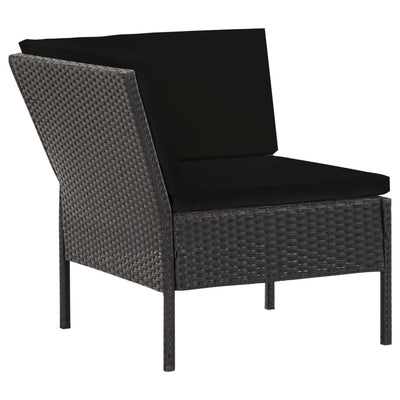 vidaXL 6 Piece Garden Lounge Set with Cushions Poly Rattan Black