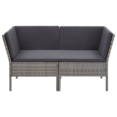 vidaXL 6 Piece Garden Lounge Set with Cushions Poly Rattan Grey