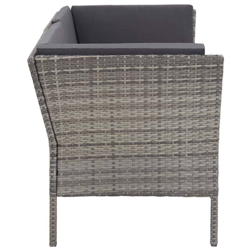 vidaXL 6 Piece Garden Lounge Set with Cushions Poly Rattan Grey