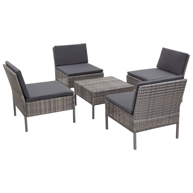 vidaXL 5 Piece Garden Sofa Set with Cushions Poly Rattan Brown